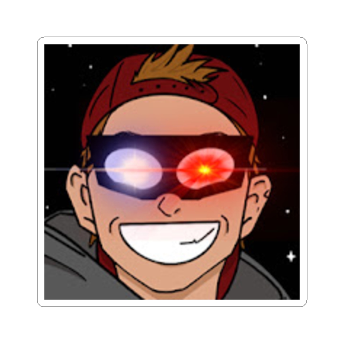 Smirking Teen with Laser Sunglasses Sticker | Kiss-Cut Sticker | AstralSpiff